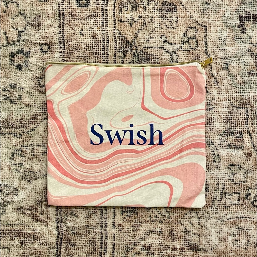 Swish Pink and White Swirl Travel Pouch
